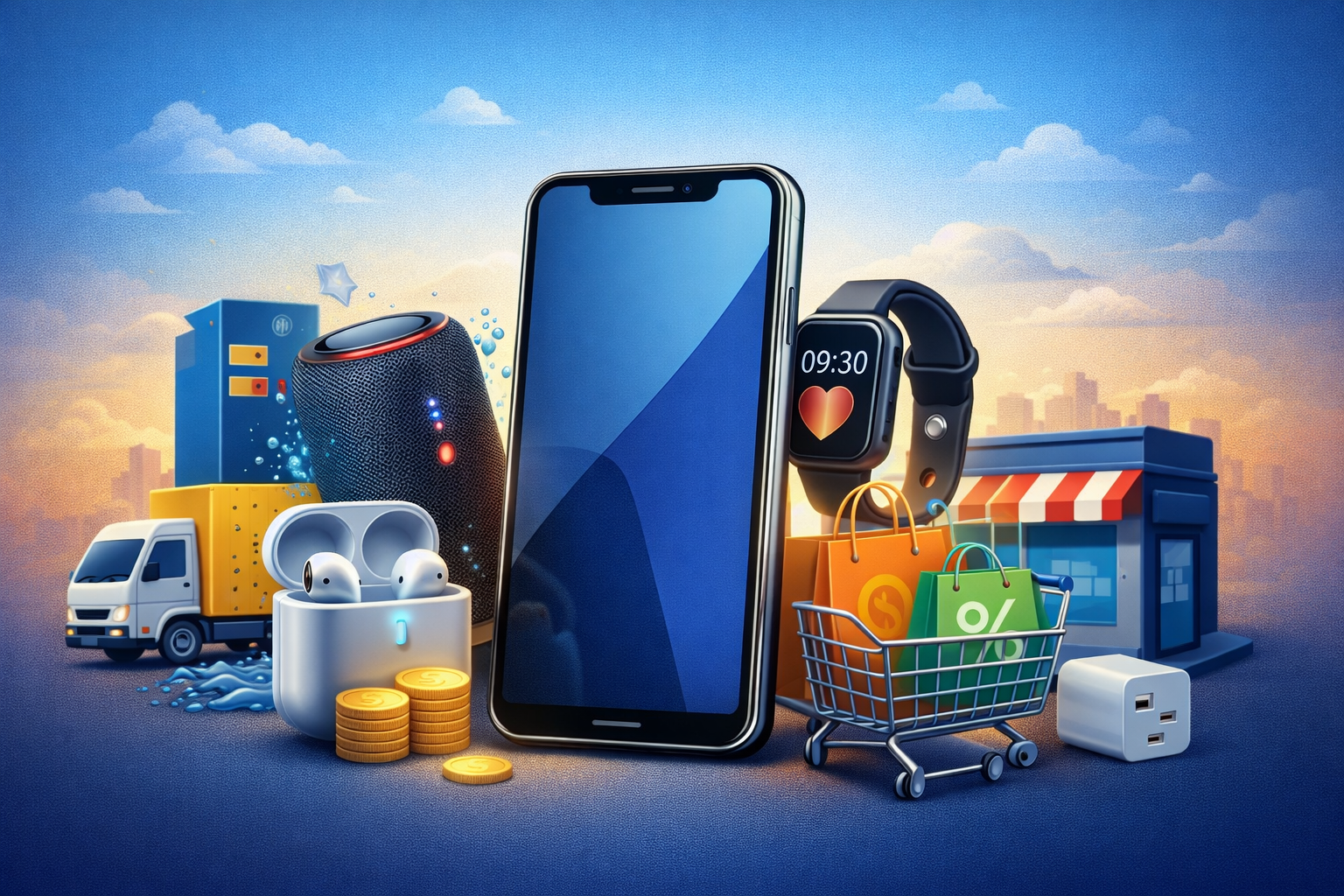 Ilustração de ofertas e novidades de tecnologia